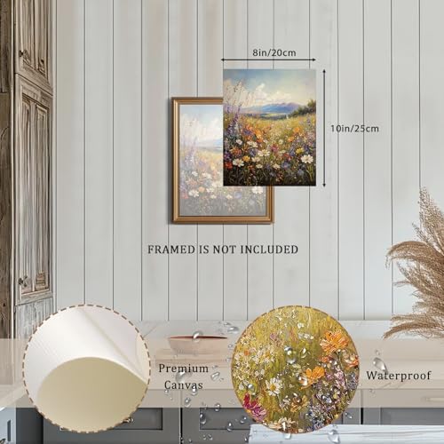 XOCUUI Vintage Wildflowers Wall Art, Farmhouse Field Landscape Oil Paintings Paintings Art Decoration Nature Scenery Colorful Floral Canvas Prints Suitable For Living Room Bedroom 8x10 In Unframed - Image 2