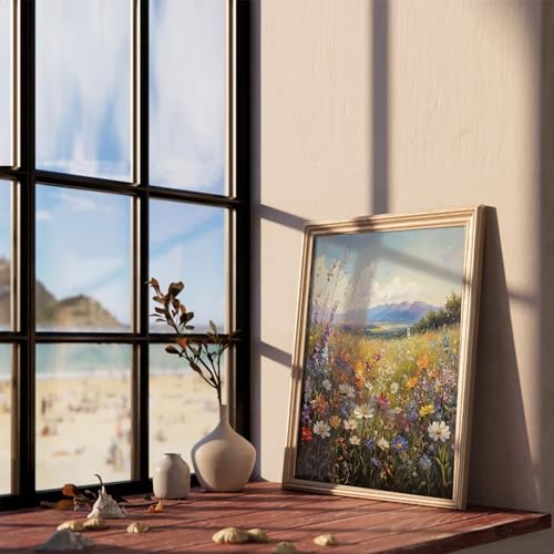 XOCUUI Vintage Wildflowers Wall Art, Farmhouse Field Landscape Oil Paintings Paintings Art Decoration Nature Scenery Colorful Floral Canvas Prints Suitable For Living Room Bedroom 8x10 In Unframed - Image 5