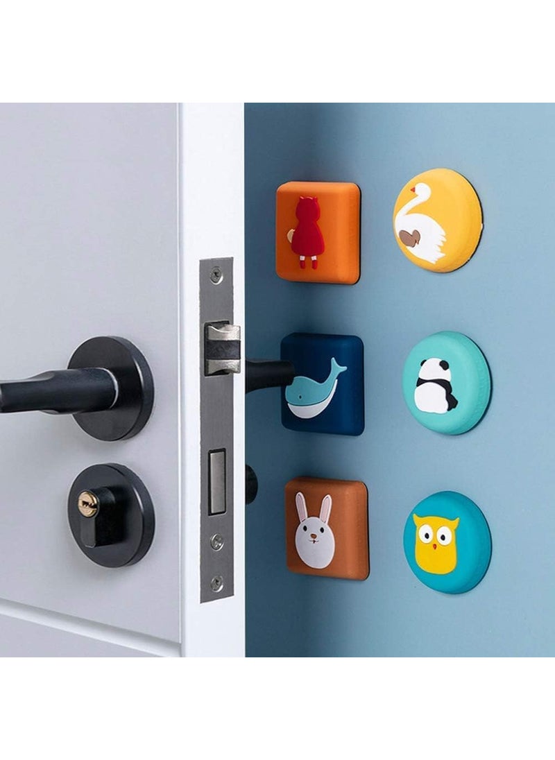 Generic Door Stopper Wall Protector Bumper Self Adhesive Door Knob Pads Soft Rubber Cute Pattern for Protecting Wall Fridge Door Cabinets Toilet 6pcs Mix Animals Mix Animals  - Image 1
