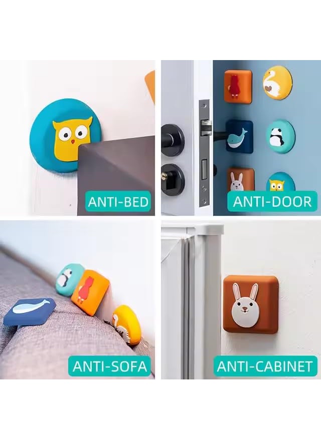 Generic Door Stopper Wall Protector Bumper Self Adhesive Door Knob Pads Soft Rubber Cute Pattern for Protecting Wall Fridge Door Cabinets Toilet 6pcs Mix Animals Mix Animals  - Image 2