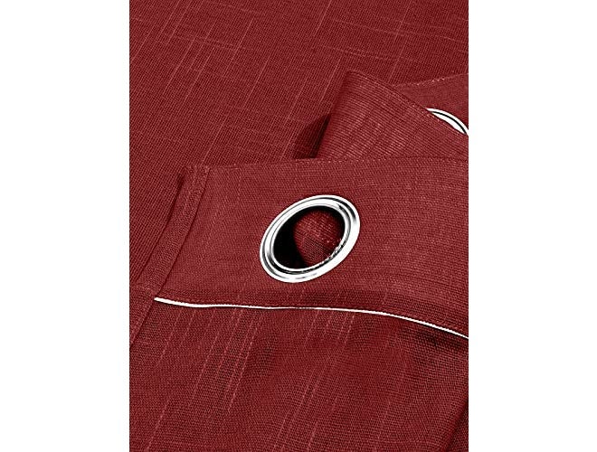 THUNDERSHOPPE Cotton Linen Solid Curtain with Eyelet Rings,Door Curtains, (8ft Maroon) Set of 2 - Image 3