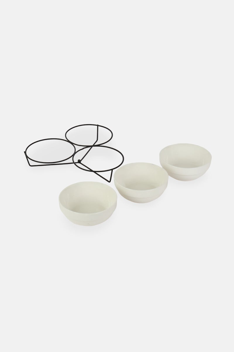 Shallow 3Pcs Round Porcelain Bowl Set, White - Image 2