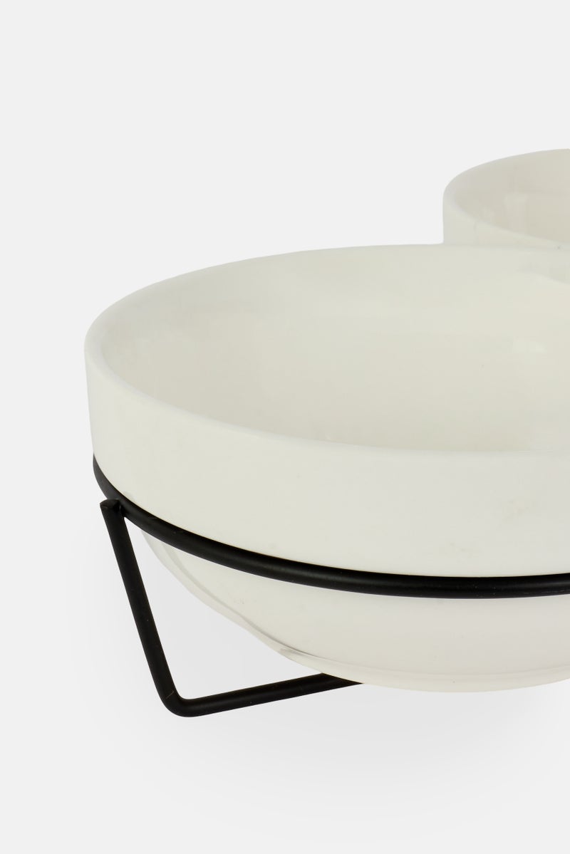 Shallow 3Pcs Round Porcelain Bowl Set, White - Image 3