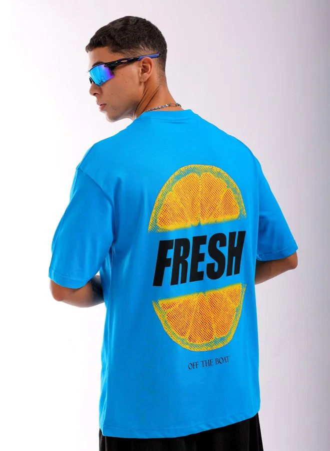 شركة المرآب الهندية Men Boxy Oversized Graphic Back Printed Round Neck Tshirt