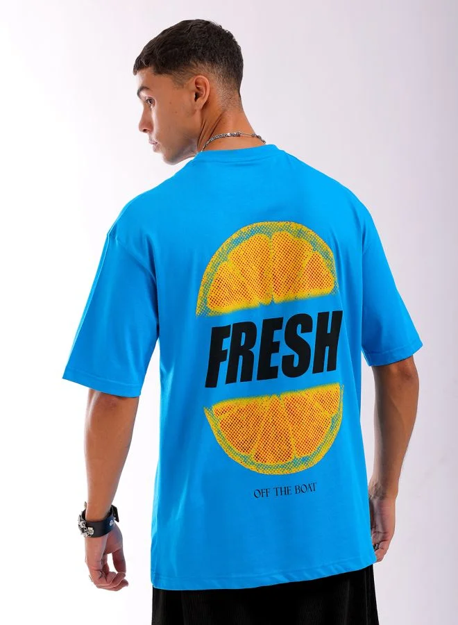 شركة المرآب الهندية Men Boxy Oversized Graphic Back Printed Round Neck Tshirt