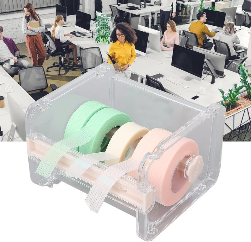 klarako Transparent Visible Desktop Multi Masking Tape Cutter, Washi Tape Dispenser, Roll Tape Holder for Home Office School (Not Include Masking Tape)(Beige) - Image 4