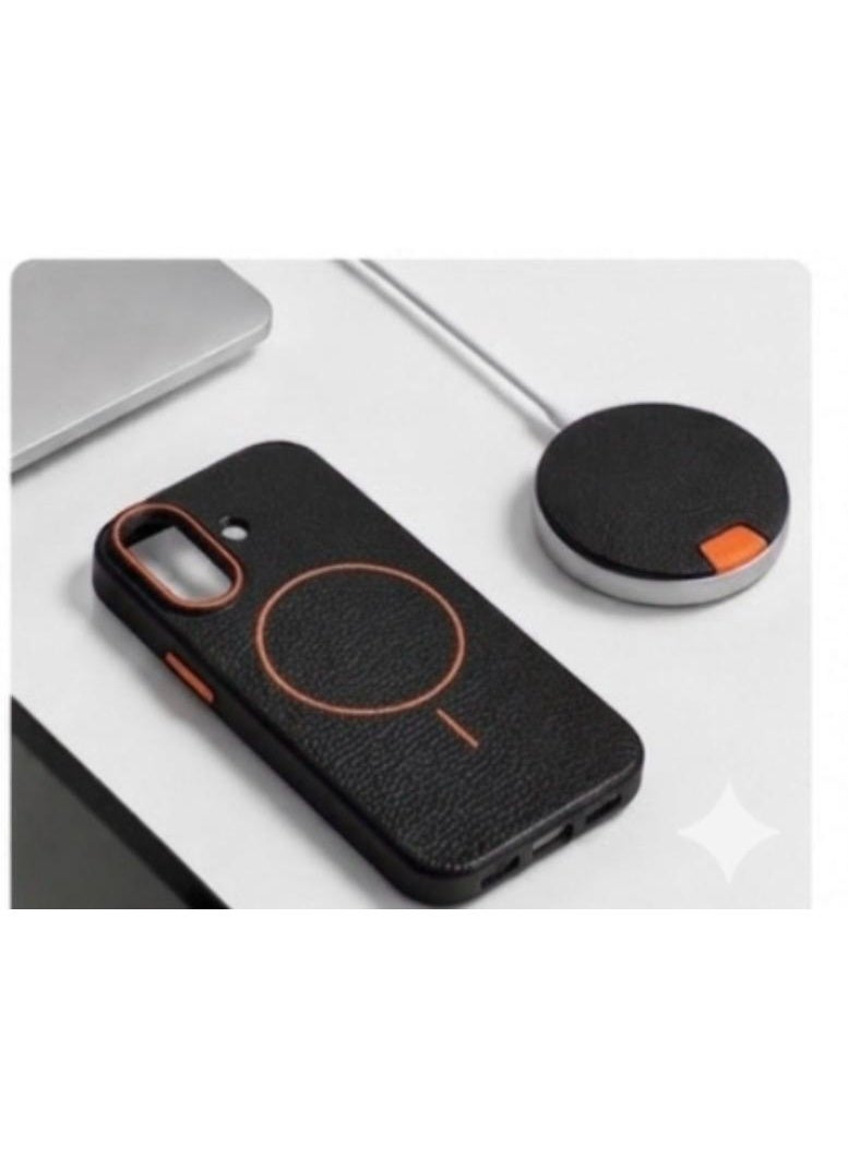 Premium magnetic case 17 compatible with MagSafe, made of high-quality synthetic leather with a litchi texture and microfiber lining to protect the camera and corners - Image 4