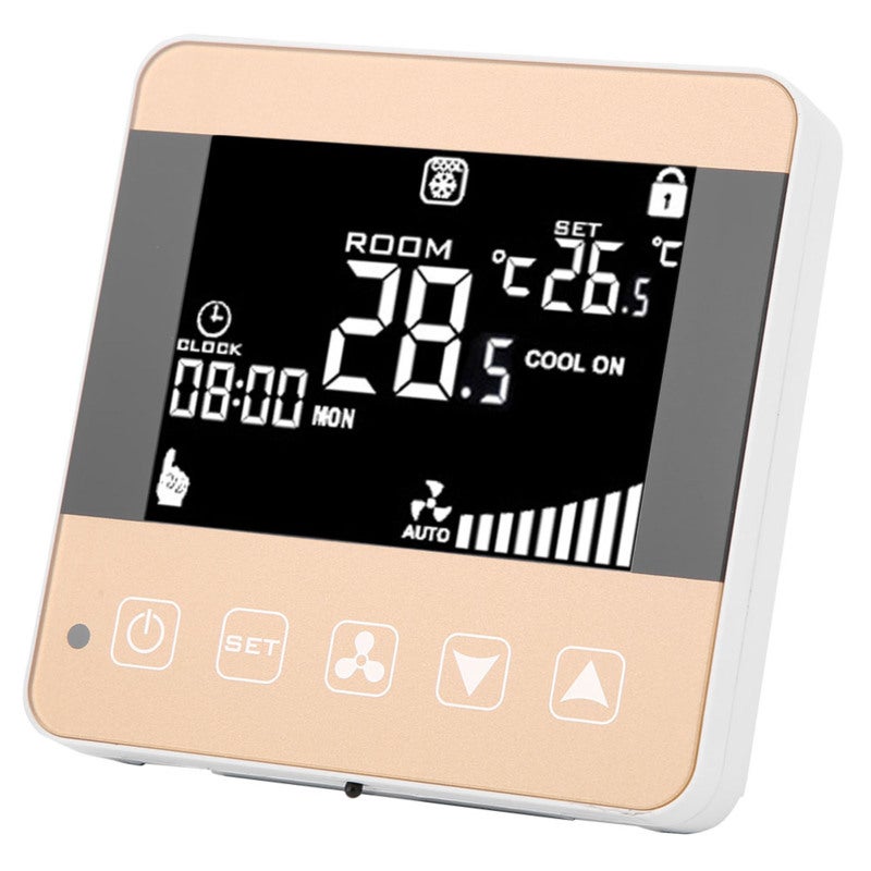 ترموستات لفائف المروحة AC200-240V مع شاشة LCD - تحكم آلي بسرعة الرياح مع مستشعر NTC لأنظمة التكييف المركزي - Image 1