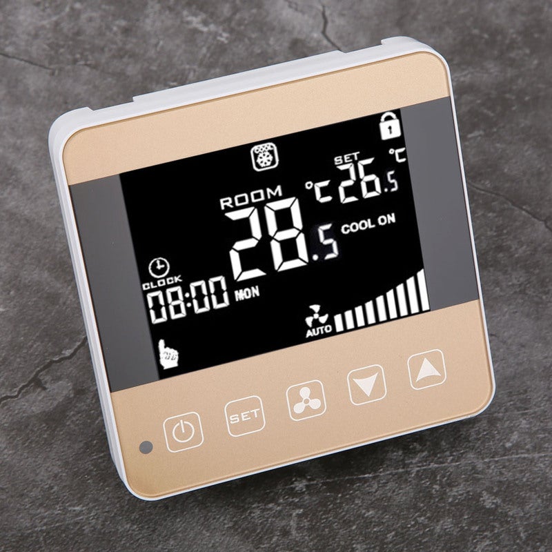ترموستات لفائف المروحة AC200-240V مع شاشة LCD - تحكم آلي بسرعة الرياح مع مستشعر NTC لأنظمة التكييف المركزي - Image 3