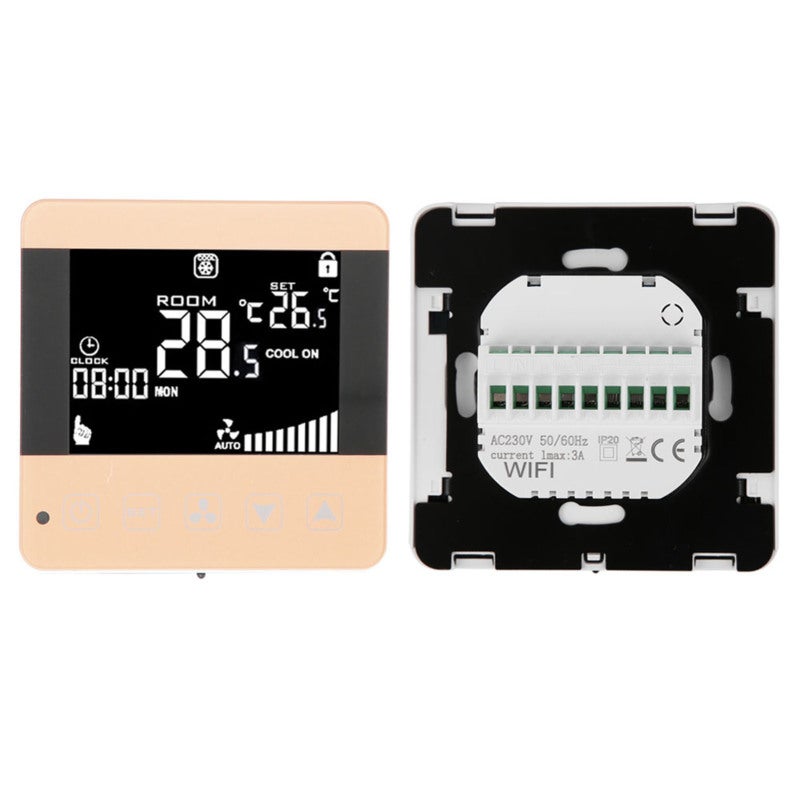 ترموستات لفائف المروحة AC200-240V مع شاشة LCD - تحكم آلي بسرعة الرياح مع مستشعر NTC لأنظمة التكييف المركزي - Image 4