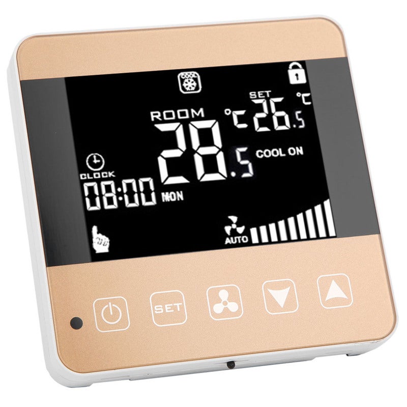 ترموستات لفائف المروحة AC200-240V مع شاشة LCD - تحكم آلي بسرعة الرياح مع مستشعر NTC لأنظمة التكييف المركزي - Image 2