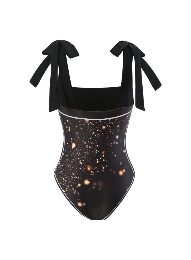 Loquat 2023 European And American French Retro Printed Swimsuit Women's Hot Spring Holiday Beach Dress Two-piece Swimsuit-Color:conjoined Bikini- - Image 4