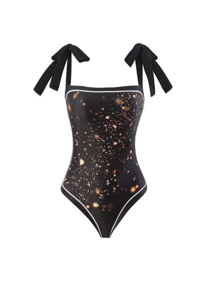 Loquat 2023 European And American French Retro Printed Swimsuit Women's Hot Spring Holiday Beach Dress Two-piece Swimsuit-Color:conjoined Bikini- - Image 3