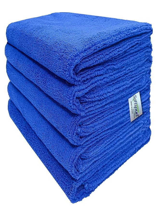 SOFTSPUN Microfiber Hair and Face Care, 5Piece, 40x60 Cms, 340 GSM, (Blue). Super Soft & Comfortable, Quick Drying, Ultra Absorbent in Large Size. - Image 1