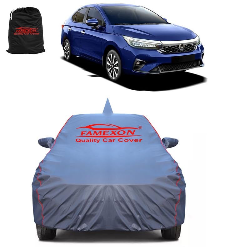 FAMEXON Triple Stiched 100% Waterproof Full Body Car Cover for Honda City with Mirror and Antena Pocket and Soft Cotton Lining(Full Buttom Elastic) - Image 1
