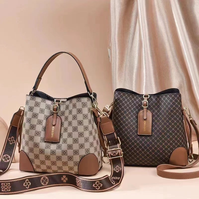 New Exquisite Women'S Bag Bagpu Plaid Bucket Bag Large Capacity Shoulder Bag Crossbody Bag Ladiesbags - Image 3