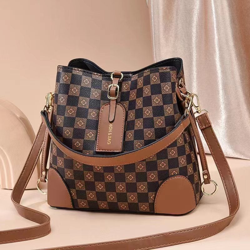 New Exquisite Women'S Bag Bagpu Plaid Bucket Bag Large Capacity Shoulder Bag Crossbody Bag Ladiesbags - Image 4