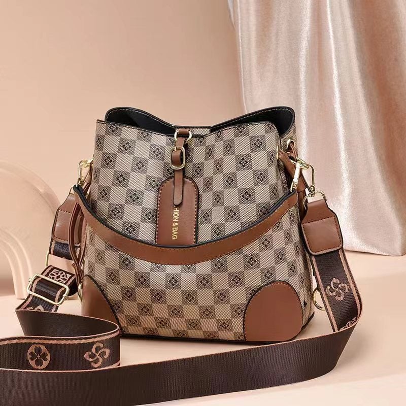 New Exquisite Women'S Bag Bagpu Plaid Bucket Bag Large Capacity Shoulder Bag Crossbody Bag Ladiesbags - Image 2