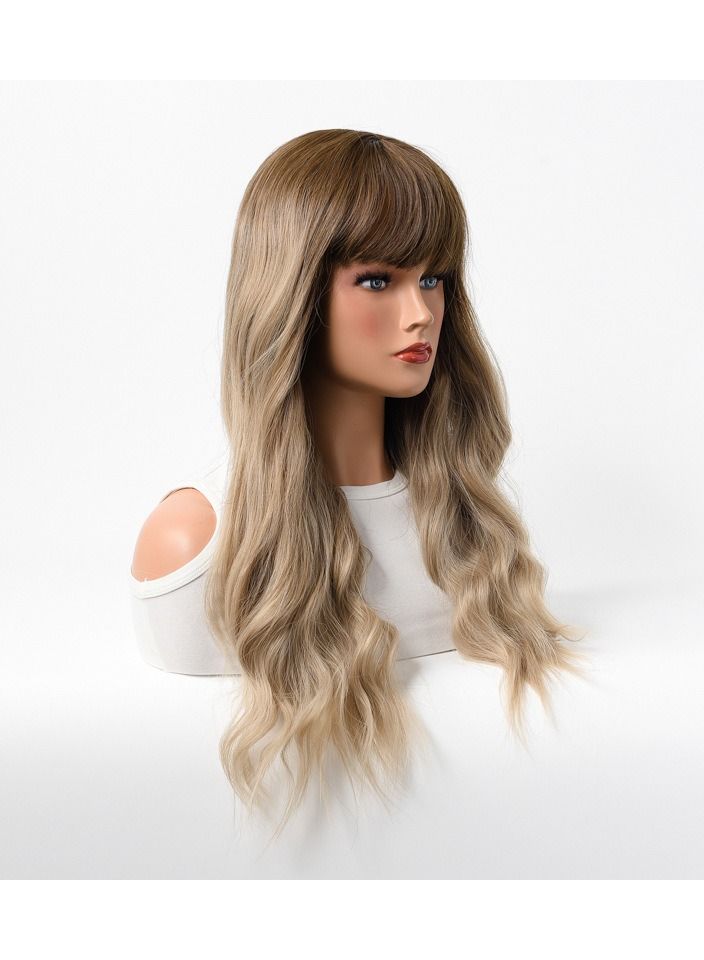 إستيل شعر مستعار نسائي طويل مجعد شعر مموج كبير متوسط ​​طويل غطاء رأس كامل ذهبي - Image 3