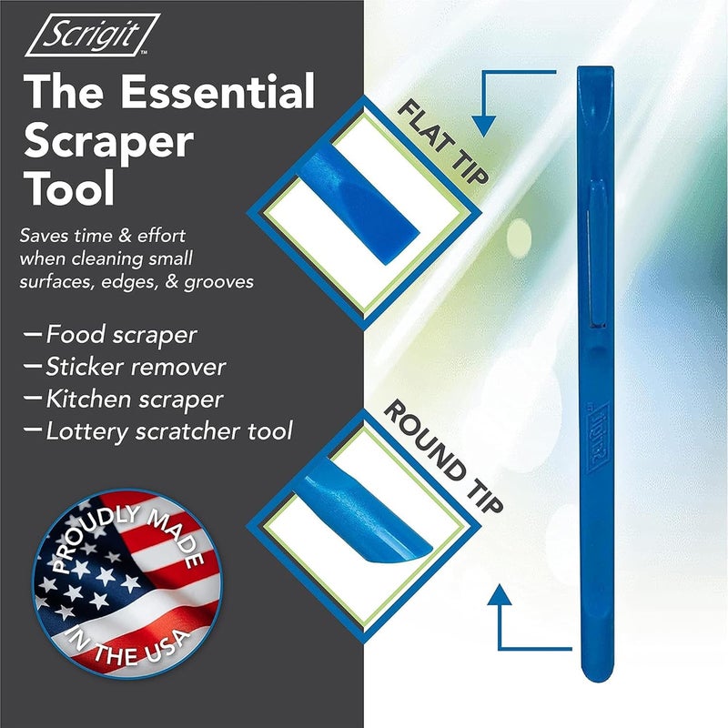 Scrigit Scraper No-Scratch Plastic Scraper Tool, 5 Pack - The Handy Multi-Use Scraping Tool for Removing Food, Labels, Stickers, Paint, Grease - Easy to Hold, Reaches Tight Spaces and Crevices - Image 2