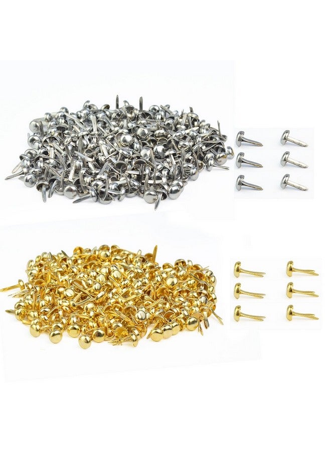 baotongle 500 Pcs Paper Fasteners Baotongle Brass Plated Scrapbooking Brads Round Metal Brads With Storage Bag For Crafts Making Diy Gold And Silver - Image 1