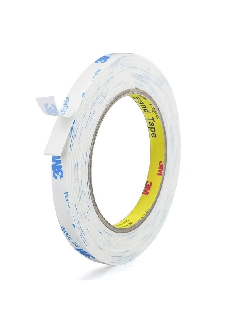 ثري ام شريط لاصق مزدوج الجوانب 1 سم × 3 أمتار، شريط تثبيت شديد التحمل، شرائط شريط من إسفنج البولي إيثيلين قابلة للإزالة، شريط لاصق قوي مقاوم للماء ولا يسبب ضررًا لطلاء الحائط وتعليق الصور والملصقات - Image 1