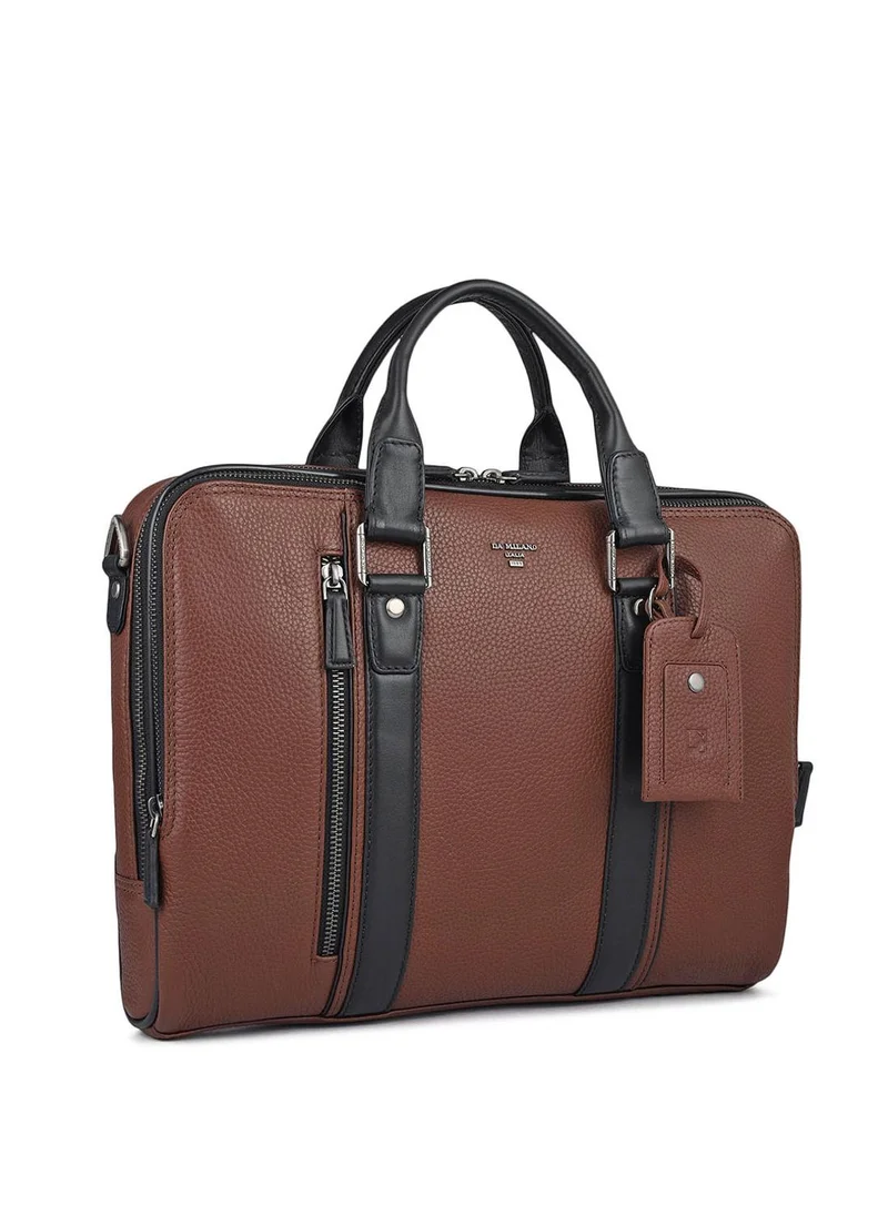 دا ميلانو حقيبة لاب توب جلد طبيعي بني من دا ميلانو