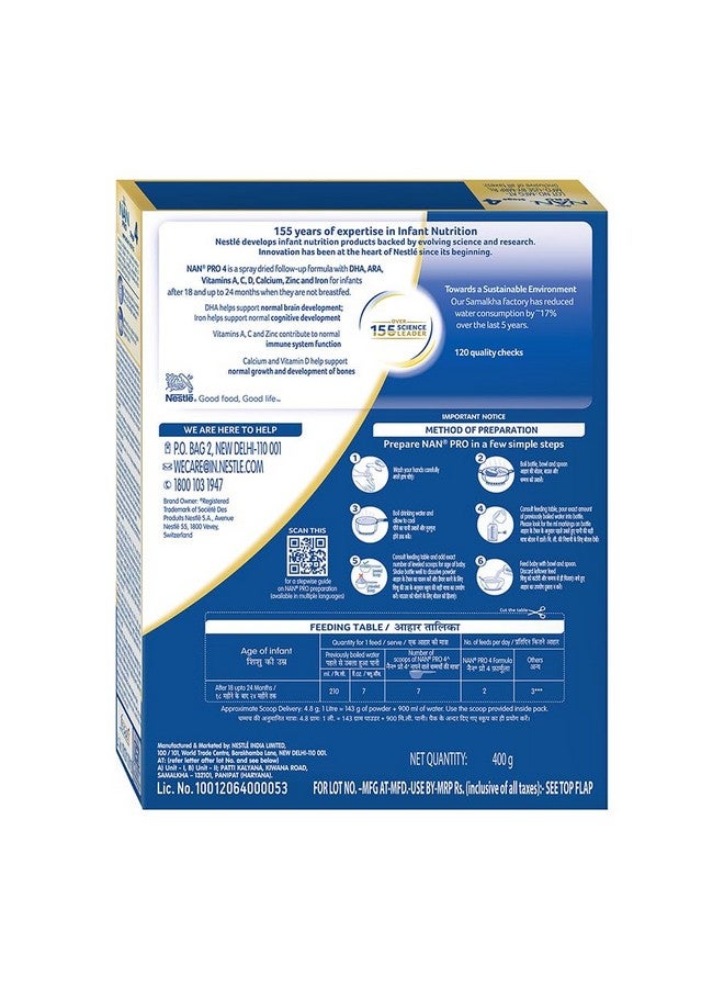Nan Pro Stage 4 Follow-Up Formula Milk Powder For Babies (After 18 Months), With Dha-Ara, 400G Bag-In-Box Pack, Infant - Image 2