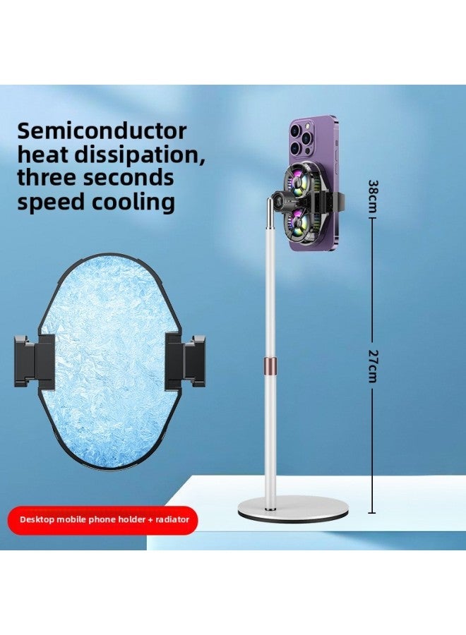 Live Broadcast Dedicated] Mobile Phone Radiator Cooling Artifact Semiconductor Refrigeration Ultra-quiet Ice-sealed Back Clip Integrated Bracket-Color:[exclusively For Flagship Anchors] Dual-core Overclocking ❄ Three-speed Digital Display + White Metal Bracket  - Image 1