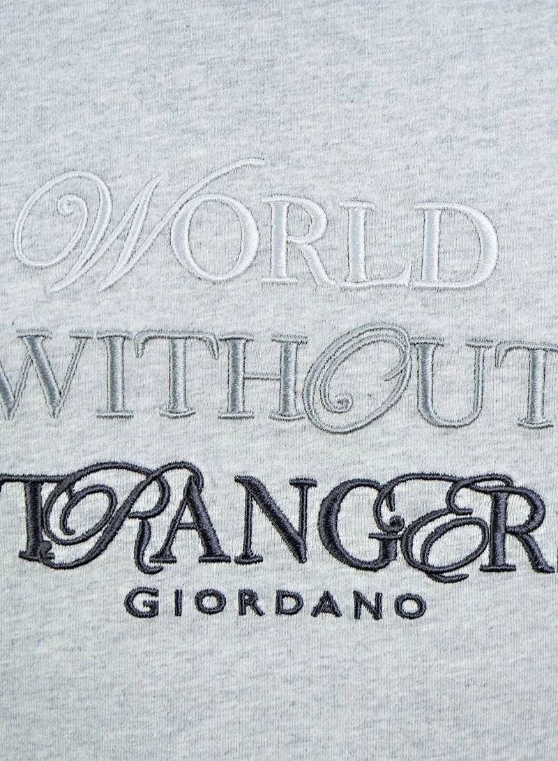 GIORDANO Men's World Without Strangers Print Tee - Slim Fit, Crew Neck, Cotton