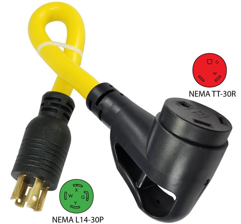 Conntek 15872 1.5-Feet, 30-Amp RV Generator Adapter for Model 4 Prong Locking Plug to RV 30-Amp Ergo Grip Connector with Power Indicator - Image 2