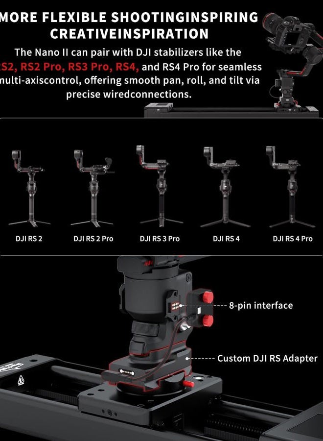 Ifootage Shark Slider Nano II 660,Motorized Camera Slider,Compatible with DJI RS2, RS2Pro, RS3 Pro, RS4, RS4 Pro,Video Stabilizer Rail,Video,Timelapse,Panorama,Stop Motion,Marco,Max.Payload 15.4lbs - Image 2