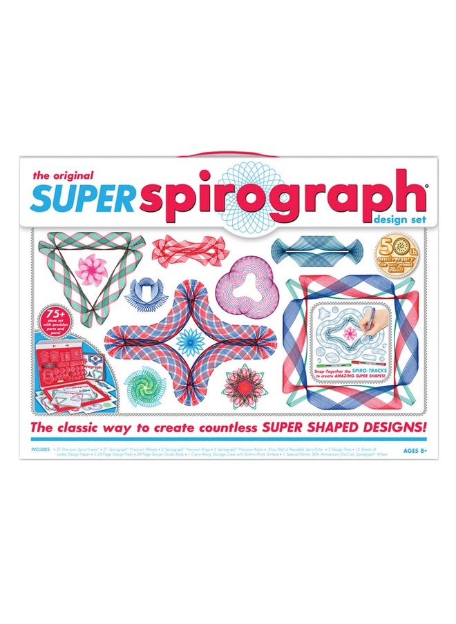 Spirograph Spirograph Super 50th Anniversary Set -Arts and Crafts, Kids Toys, Art Supplies, Craft Supplies, Drawing Kit, Spiral Art, Classic Gear Design Kit, Case, Pens, Design Sheet Included, Ages 8+  - Image 1