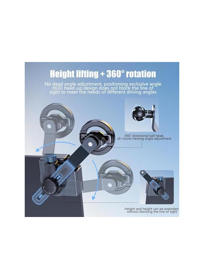 S-TOP Car Phone Holder - 360° Rotating Magnetic Car Phone Mount, Universal Dashboard Phone Holder for Car with Strong Grip (Black) - Image 1