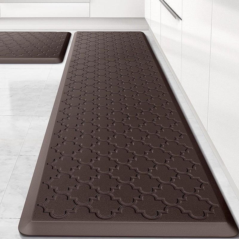 SoftDuo Kitchen Mat 2 PCS Cushioned AntiFatigue Floor Mat Waterproof NonSkid Kitchen Mats and Rugs Ergonomic Comfort Foam Kitchen Rugs Standing Mat for FloorOffice SinkChocolate173x28173x60 - Image 1