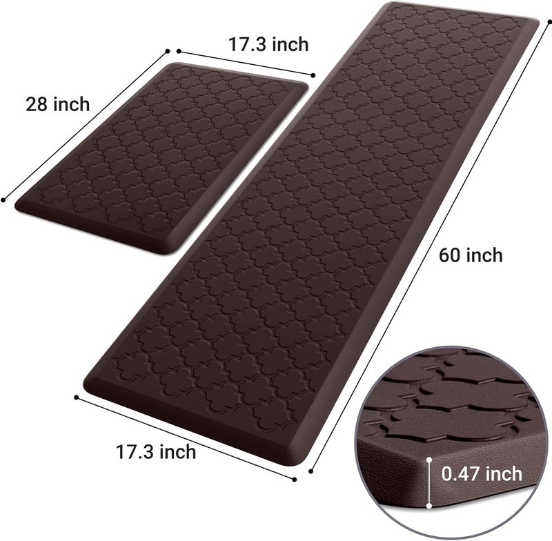 SoftDuo Kitchen Mat 2 PCS Cushioned AntiFatigue Floor Mat Waterproof NonSkid Kitchen Mats and Rugs Ergonomic Comfort Foam Kitchen Rugs Standing Mat for FloorOffice SinkChocolate173x28173x60 - Image 2
