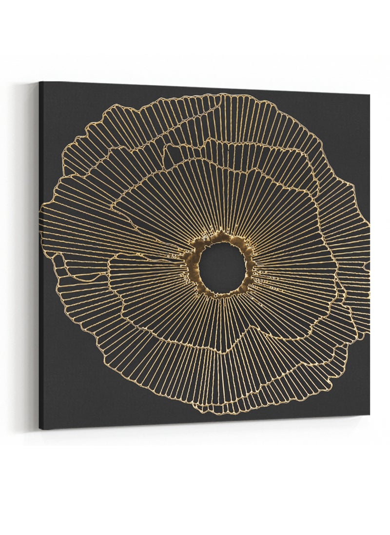 LOWHA Square Canvas Wall Art Stretched Over Wooden Frame with Golden Painting  - Image 4