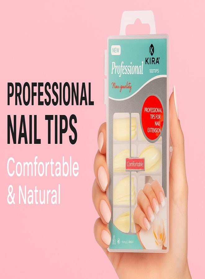 KIRA Stiletto Sharp False Nails White Full Cover Artificial Fake Nail Art Tip 100Pcs For Nail Salon (56-11) - Image 3