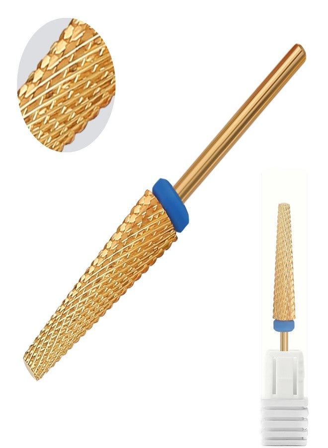 ERUIKA Super Long 5 in 1 Nail Drill Bits, Professional 3/32'' Carbide Tungsten Two Way Rotary Nail Cleaner Nail Bits, Suitable for Manicure Pedicure Cuticle Gel Polishing Acrylic Nails(Gold, Medium-M) - Image 2