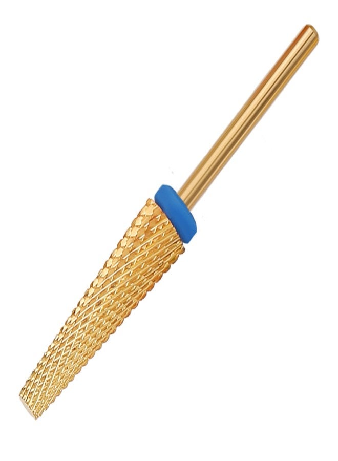 ERUIKA Super Long 5 in 1 Nail Drill Bits, Professional 3/32'' Carbide Tungsten Two Way Rotary Nail Cleaner Nail Bits, Suitable for Manicure Pedicure Cuticle Gel Polishing Acrylic Nails(Gold, Medium-M) - Image 1