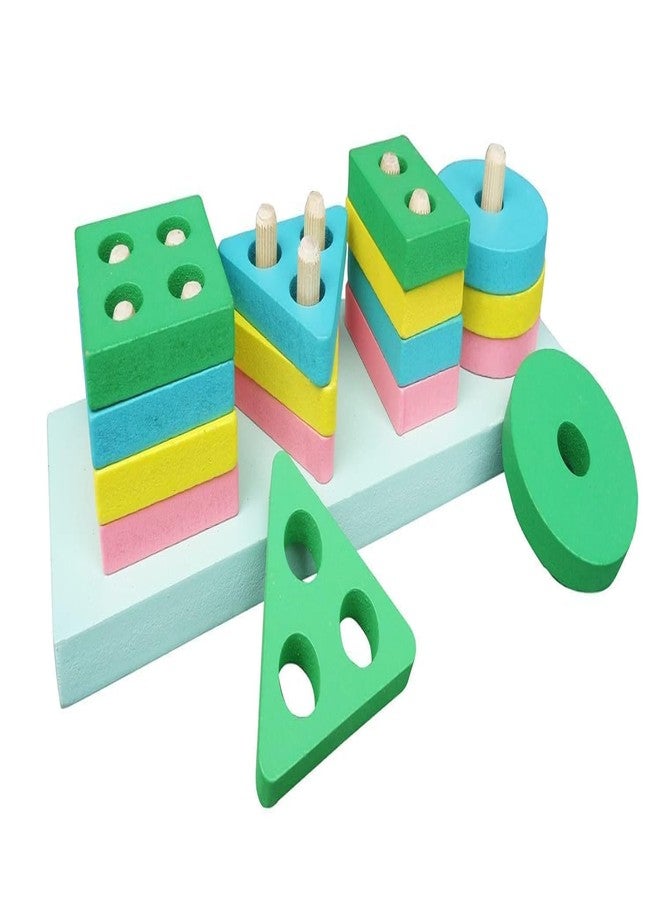 AISBUGUR Wooden Educational Learning Toy for Kids Montessori Inspired Puzzle Board with Shape Number and Color Sorting Alphabet Clock Interactive Motor Skills Preschool Toddler Activity Game Fun (Sorter) - Image 3