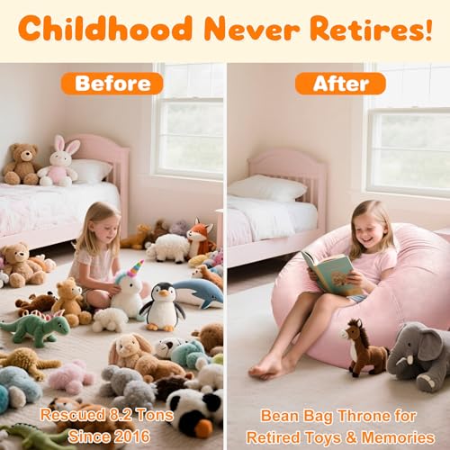 Lukeight Stuffed Animal Storage Bean Bag Chair Cover - Premium Velvet Organizer with YKK Zipper Holds 80+ Plush Toys, Washable Kids Room Decor (No Filling, X-Large) - Image 2