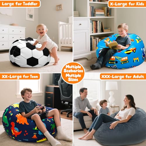 Lukeight Stuffed Animal Storage Bean Bag Chair Cover - Premium Velvet Organizer with YKK Zipper Holds 80+ Plush Toys, Washable Kids Room Decor (No Filling, X-Large) - Image 5
