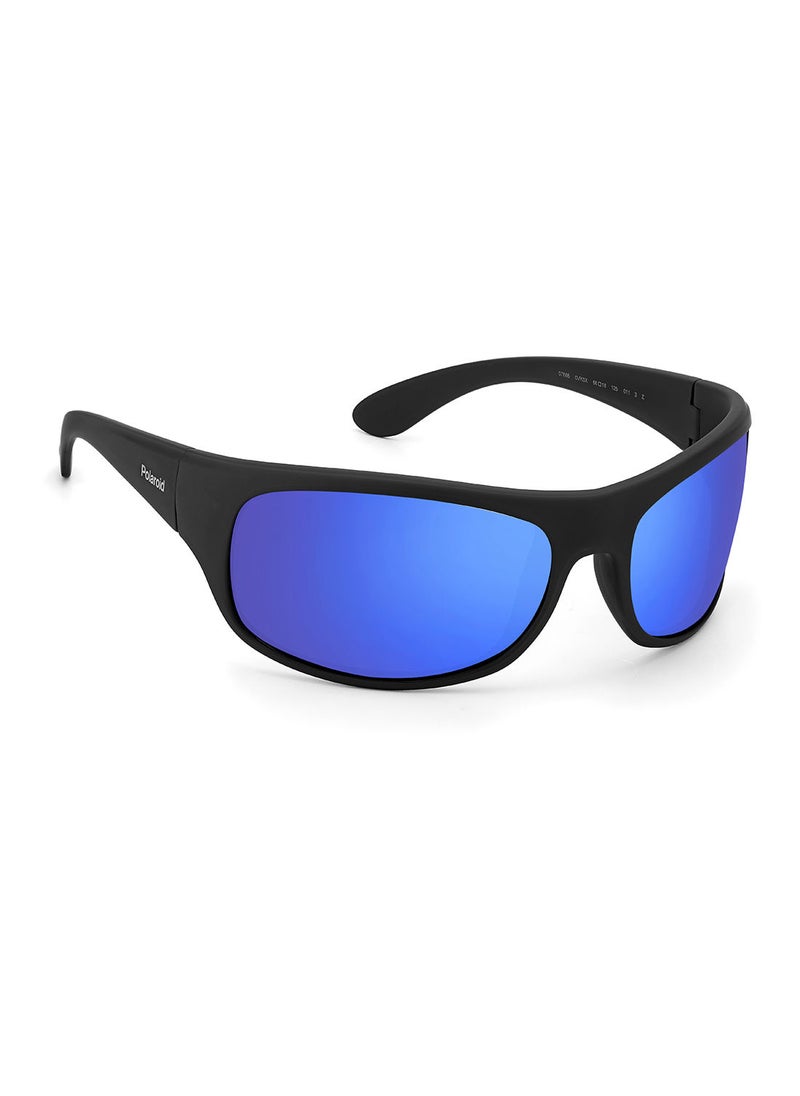 Polaroid - Rectangular Sport Sunglasses 7886 MTBLKBLUE 66 - Image 1