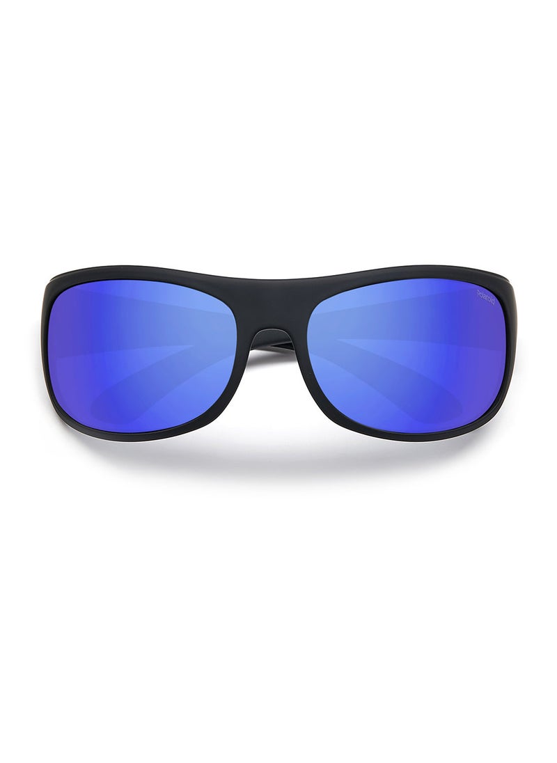Polaroid - Rectangular Sport Sunglasses 7886 MTBLKBLUE 66 - Image 1