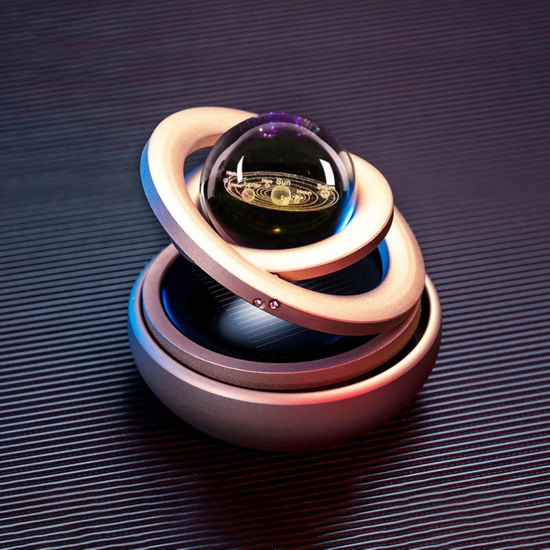 قلادة عطر للسيارة تعمل بالطاقة الشمسية، موزع رائحة دوار، سبيكة ألومنيوم، عطر طويل الأمد، ديكور داخلي - Image 1