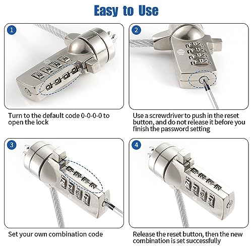 HOX Laptop Cable Lock, Hardware Security Cable Lock Anti Theft Combination Lock for iPad Tablet Laptop MacBook - Image 3