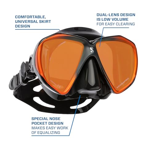SCUBAPRO Spectra Scuba Mask with Mirrored Dual Lens and EZ Equalize Nose Pocket for Scuba Diving, Black/Bronze - Image 3