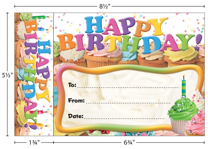 Edupress Happy Birthday Cupcakes Bookmark Awards (EP63024) - Image 3