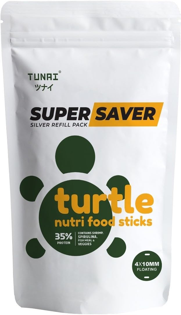TUNAI طعام حبيبات السلحفاة TUNAI سوبر سيفر باك الفضي لجميع أعمار السلاحف والسلحفاة والزواحف الأخرى (سوبر سيفر، 100 جرام) - Image 1
